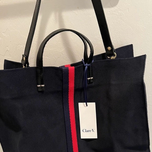 Clare V Handbags - NEW with tags Clare V  Simple Tote Blue with crossbody or shoulder strap